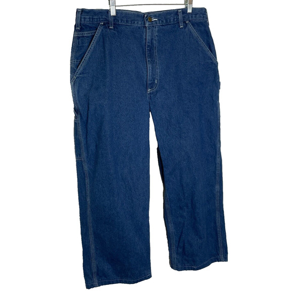 Men's 38 X 32 Carhartt Loose Fit 100% Cotton Blue Utility Jeansoo - Picture 2 of 5